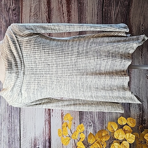 SAGE GRAY MARBLED ASEMTRYCAL COWL NECK LIGHTWEIGHT PULLOVER TOP TUNIC - Picture 5 of 12